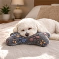 thumbnail image 1 of Bone-Shaped Pet Pillow for Small Dogs and Cats, Curved Neck Support Cushion, Soft Flannel Fabric, Washable, Cute Star Heart Paw Print Designs, Compact Travel Size, Cozy and Soft, 1 of 7
