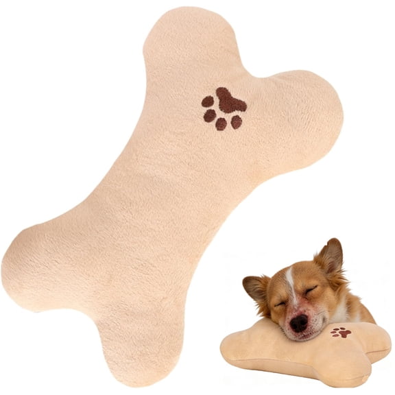 Bone-Shaped Pet Pillow, Soft & Calming Plush Pillow for Dogs and Cats, Chew-Resistant & Washable, Comfortable Sleeping Companion for Pets(RL Cream Coloured 1 PC)