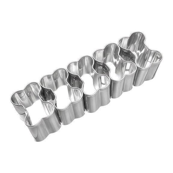 Bone Shaped Steel Cutting Set 16Pcs, Linked Spec Cutters for Handmade Pastry Embellishment Silver-4 5Pcs