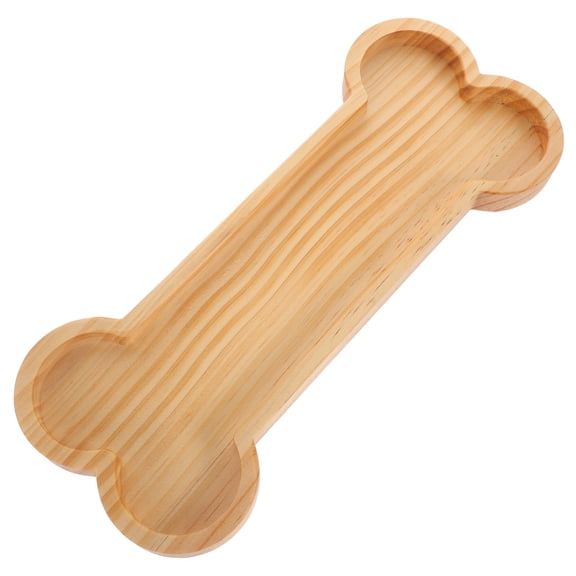 Wooden Bone Shaped Serving Tray with Grooves, Dog Bone Snack Platter for Treats and Snacks