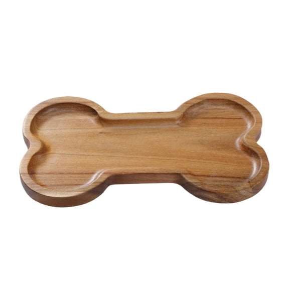Bone Shaped Wooden Dinner Plate Serving Platter Heat Resistant Solid Wood for Friends Chefs Kitchen Events