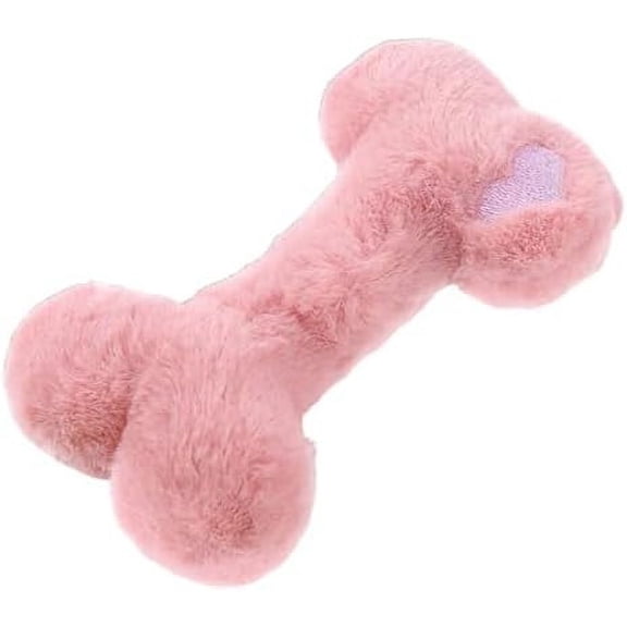 Bone Squeaky Toy for Medium and Small Dogs, Plush Toys for Puppy, Soft Cotton Stuffed Chew Toy, Enrichment Toys for Dogs, Pink