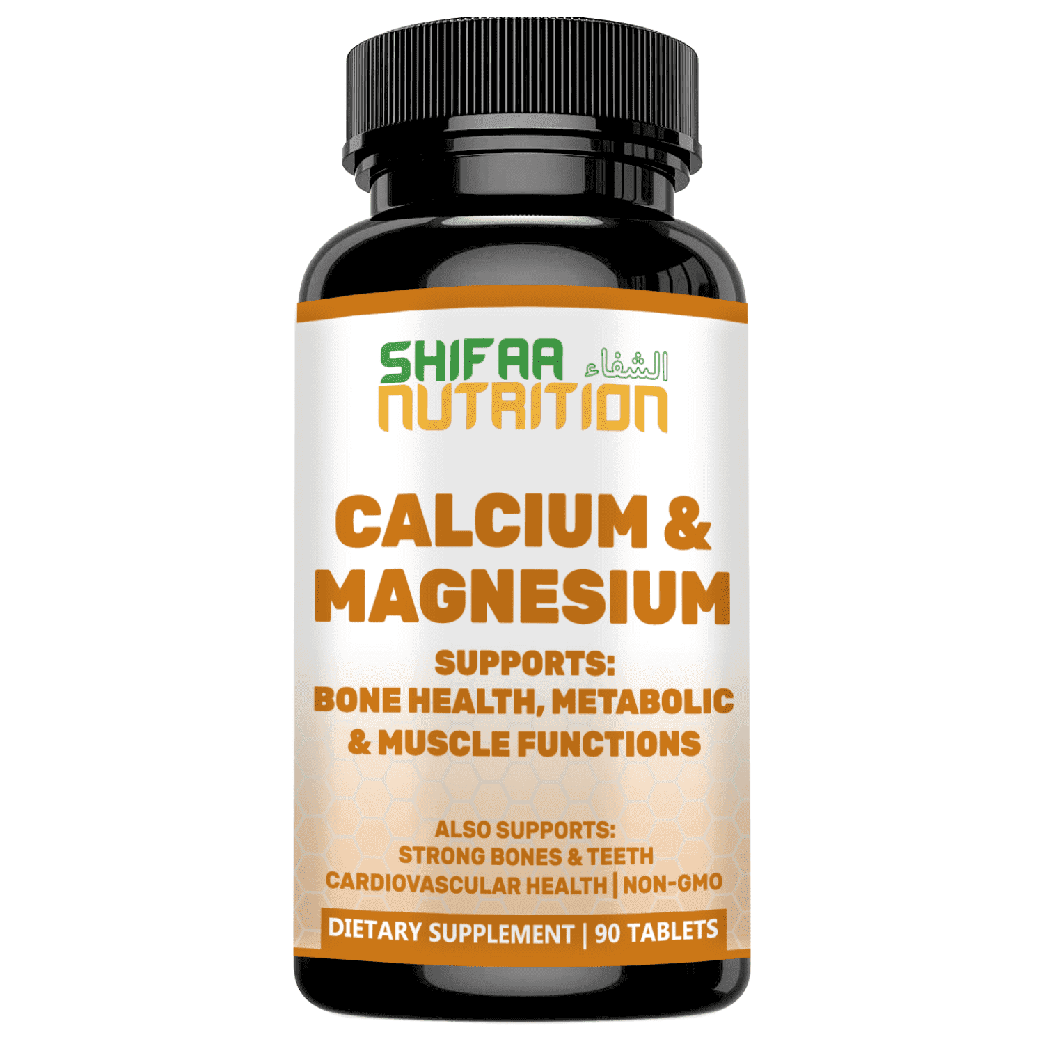 SHIFAA NUTRITION Calcium Magnesium with Vitamin D3, Halal, Non-GMO, 30 Ct Supports Bone, Teeth, Muscle & Heart Health