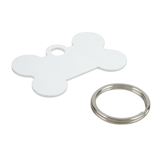 Bone Sublimation Dog Tags by Make Market – White Aluminum Tags with Rings - 1.5" x 1" - Single-Side Printable - 12 Pack