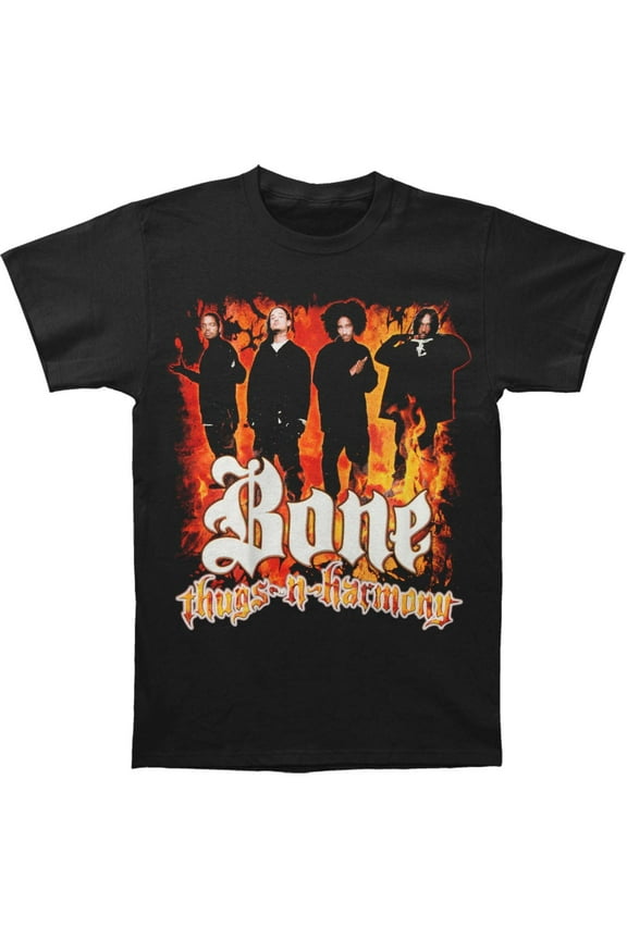 Men's Bone Thugs - N - Harmony Flames T-shirt Medium Black