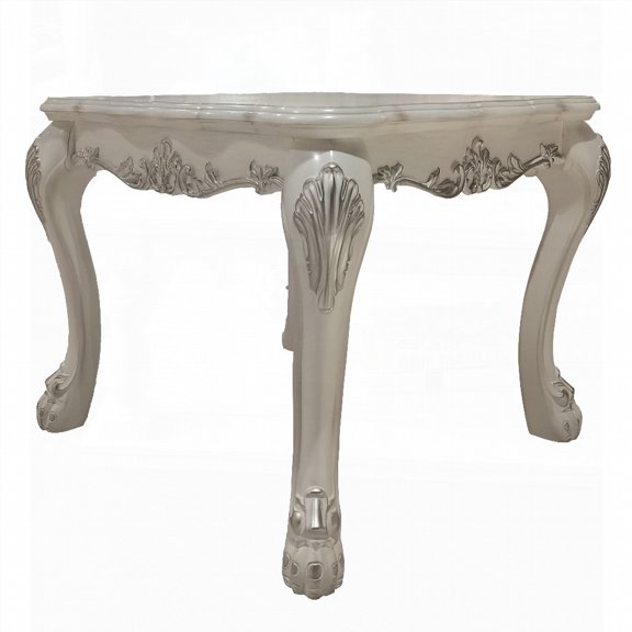 Bone White End Table with Claw Legs - 28.3"x28.3"x24.2" - Elegant Decor Addition