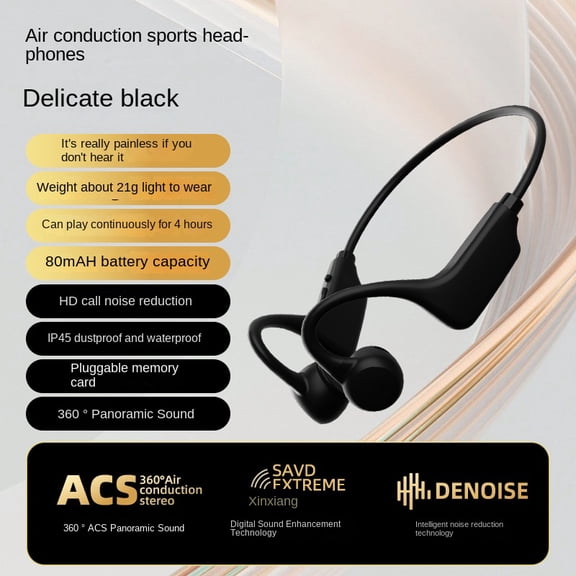 Bone conduction sports earphones, wireless Bluetooth 5.3 earphones, memory card compatible earphones, running, cycling, and sports earphones