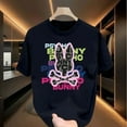 thumbnail image 1 of A Bone rabbit PatternT-shirt, handsome and fun, round neck street style summer and spring, casual, clothing, simple and trendy, fashionable and loose, youthful and energetic，black，S-5XL, 1 of 1