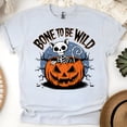 thumbnail image 1 of Bone to Be Wild Cat Skeleton Shirt for Adults, Funny Spooky Pumpkin Tee, Ash, Size XL, 1 of 6