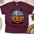 thumbnail image 1 of Bone to Be Wild Cat Skeleton Shirt for Adults, Funny Spooky Pumpkin Tee, Maroon, Size XL, 1 of 6