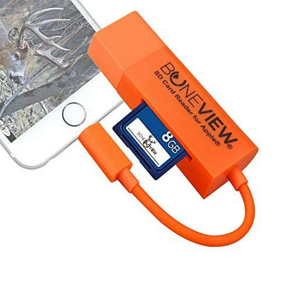 BoneView Trail Camera Viewer for iPhone, Corded SD Memory Card Reader
