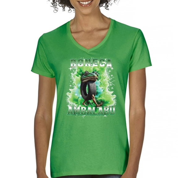 Boneca Ambalabu Women's V-Neck T-shirt Funny Italian Brainrot Gen Z Alpha Meme