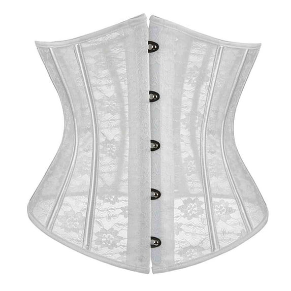 Boned Corsets, Front Closure Corset Tops for Women Renaissance Bustiers Tops Floral Lace Mech Corset Lingerie Women’s Bodyshaper Waist Trainer Overbust Corsets White