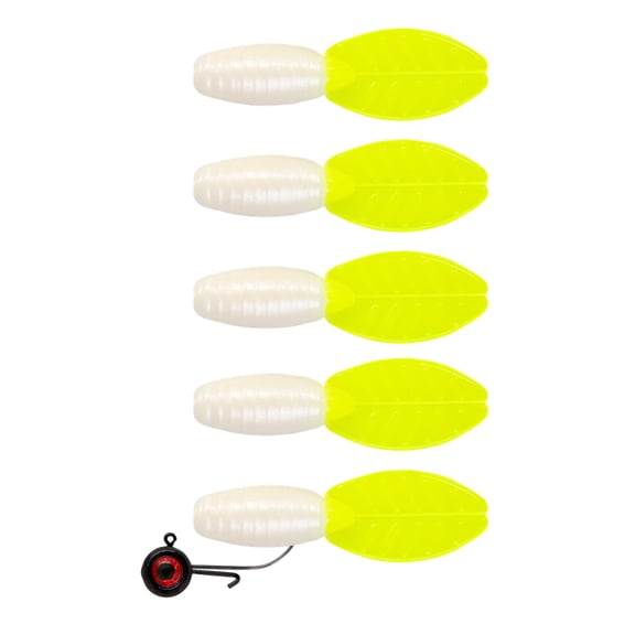 Bonehead Tackle Snack Pack  Brush Glider 2"  White Lightning (5 Soft Plastics + 1 Jig Head)