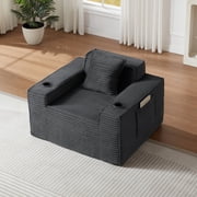 Boneless 1-Seater Compact Sofa - No Assembly Needed, Modern Couch Ideal for Small Living Rooms & Offices,Dark Gray