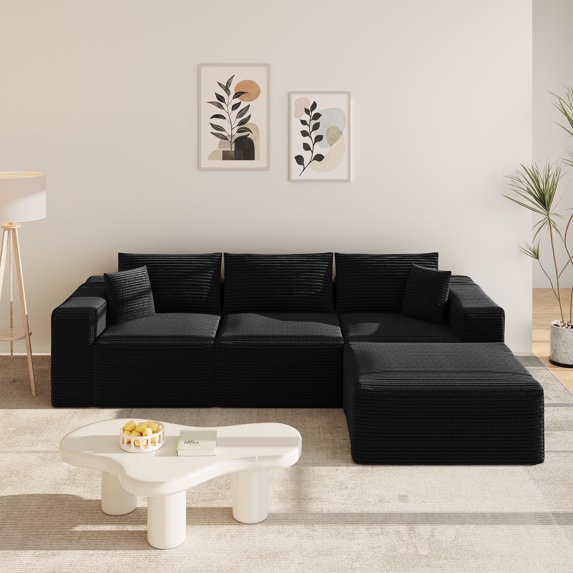 Boneless Cloud sofa, Small Sectional Loveseat Sofa with Memory Foam,No Assembly Required,Soft Corduroy Fabric,Compact Box Delivery for Apartments & Living Rooms