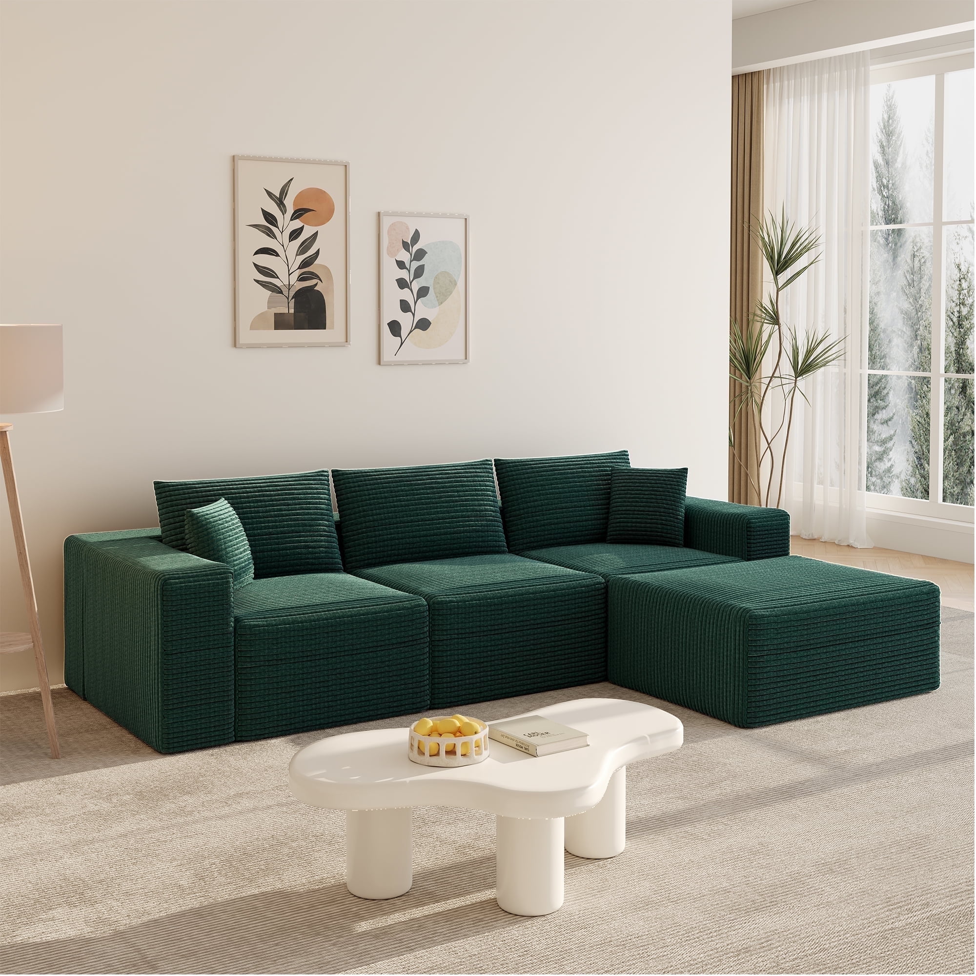 Boneless Cloud sofa, Small Sectional Loveseat Sofa with Memory Foam,No Assembly Required,Soft Corduroy Fabric,Compact Box Delivery for Apartments & Living Rooms