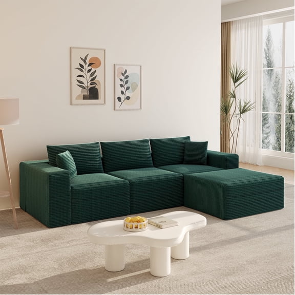 Boneless Cloud sofa, Small Sectional Loveseat Sofa with Memory Foam,No Assembly Required,Soft Corduroy Fabric,Compact Box Delivery for Apartments & Living Rooms