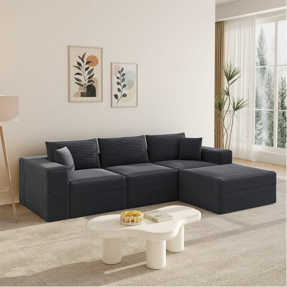 Boneless Cloud sofa, Small Sectional Loveseat Sofa with Memory Foam,No Assembly Required,Soft Corduroy Fabric,Compact Box Delivery for Apartments & Living Rooms