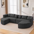 thumbnail image 1 of Boneless Couch Modular Sectional Sofa 114.9" Free-combined Sofa Couch Sofa Bed Compression Sofa with Deep Seating and Curved Design for Living Room, Black, 1 of 27