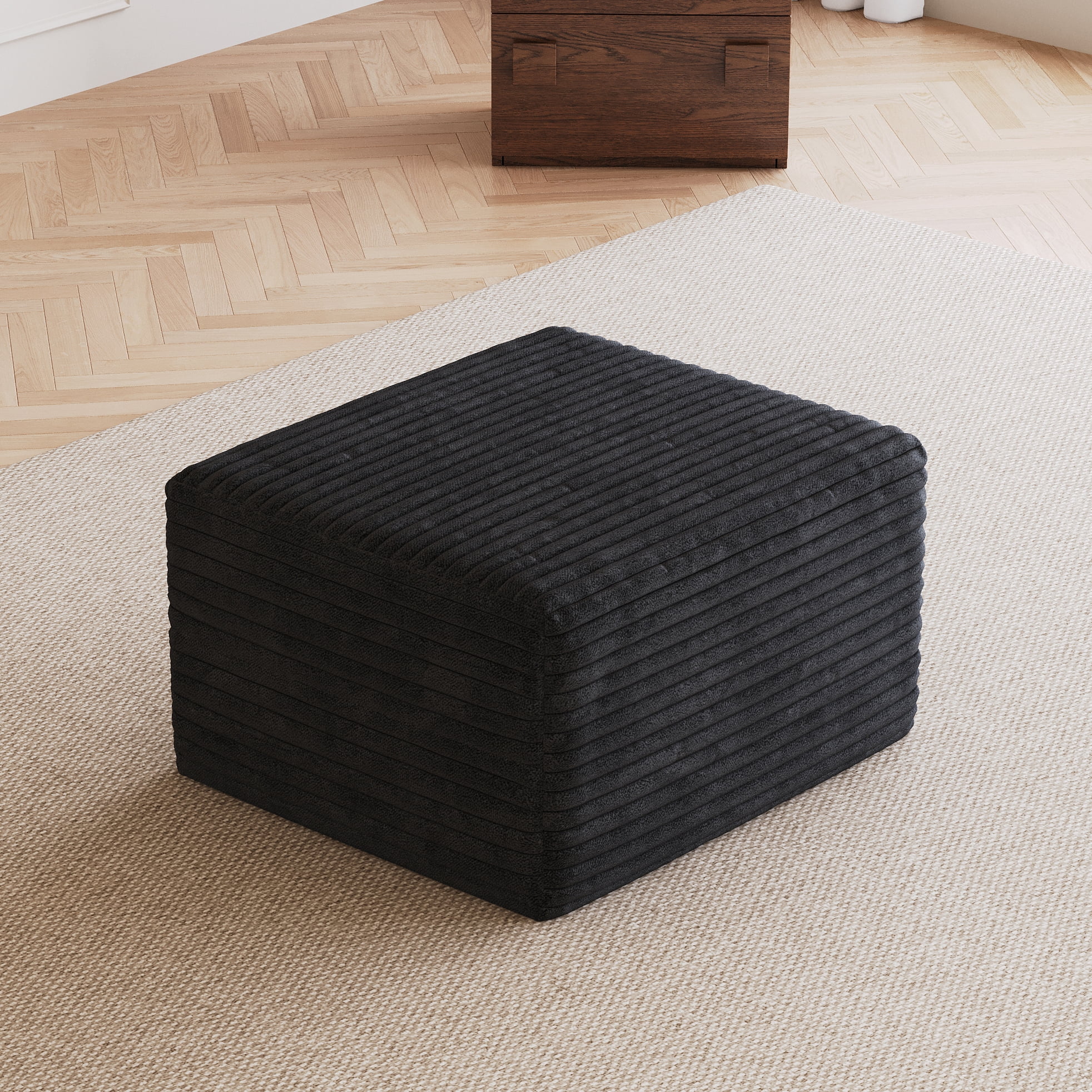 Boneless Couch Ottoman, Upholstered Cloud Couches Footrest Ottoman for Boneless Sofa Couch for Living Room, Black