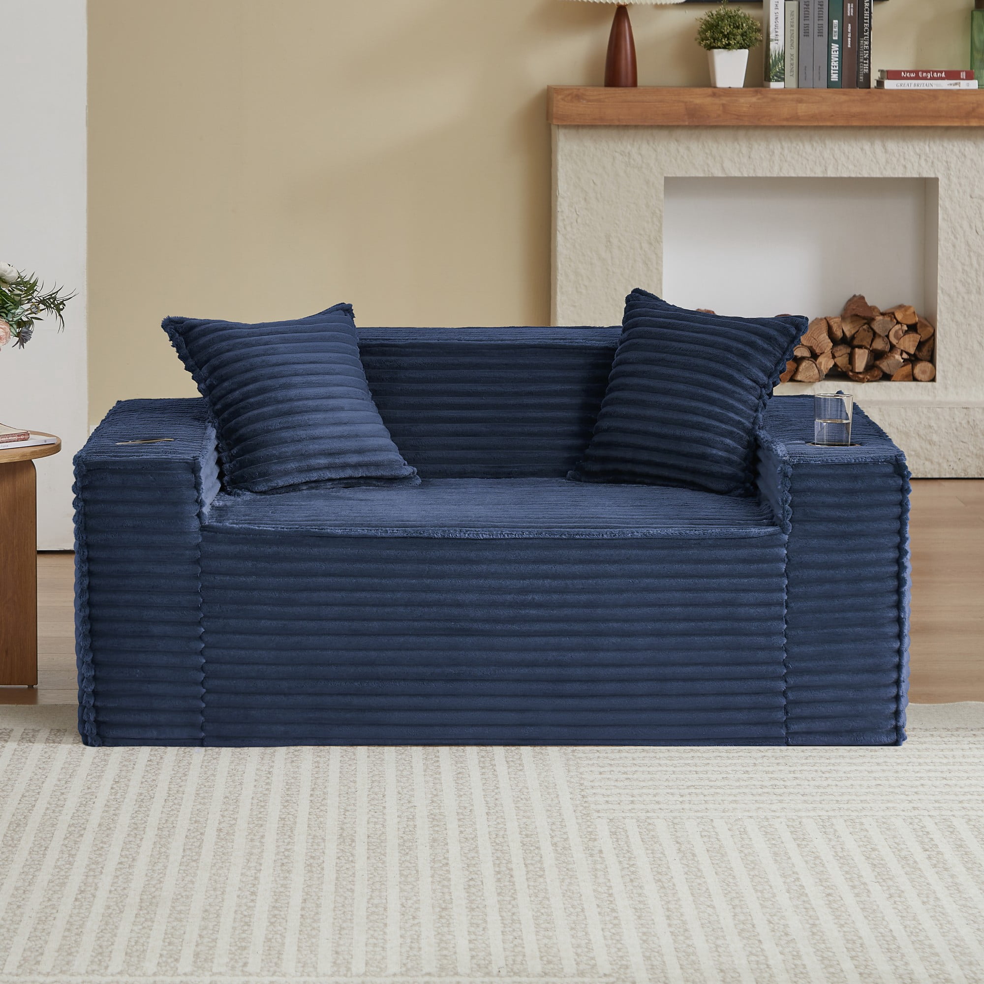 Boneless Loveseat, 2-Person Compact Sofa, No Assembly Required, Blue