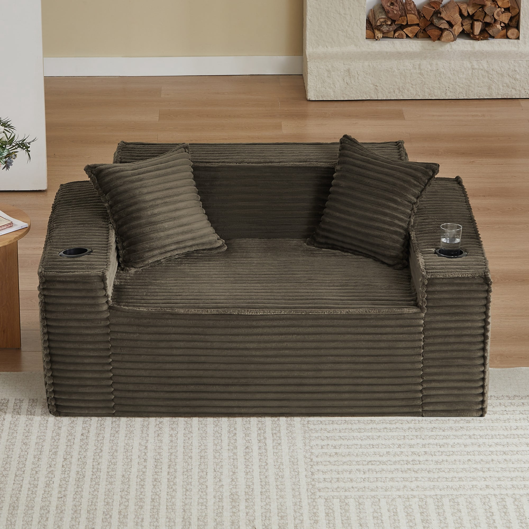 Boneless Loveseat, 2-Person Compact Sofa, No Assembly Required, Brown