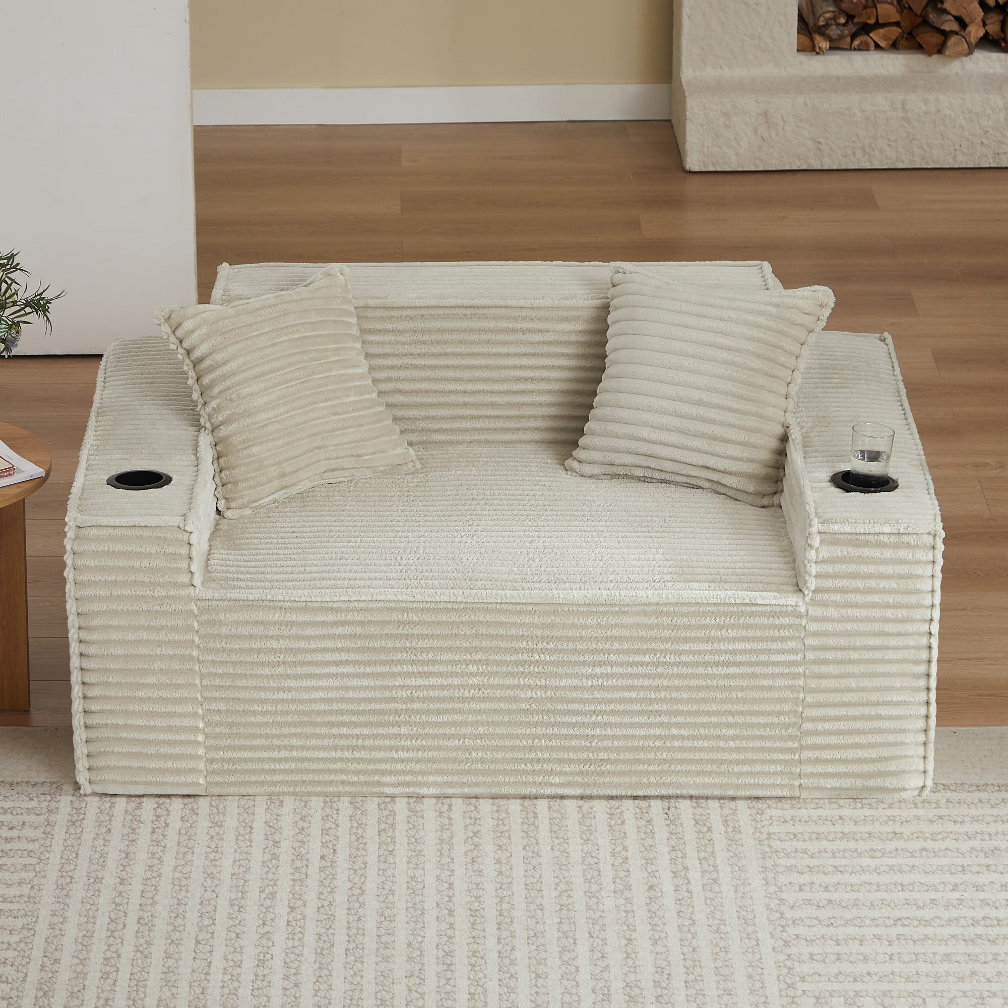 Boneless Loveseat, 2-Person Compact Sofa, No Assembly Required, Camel