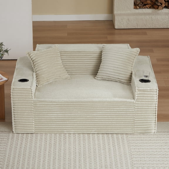 Boneless Loveseat, 2-Person Compact Sofa, No Assembly Required, Camel