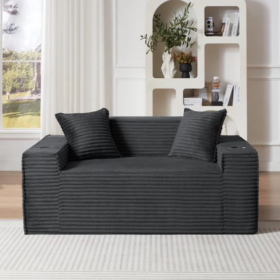 Boneless Loveseat, 2-Person Compact Sofa, No Assembly Required, Dark Gray