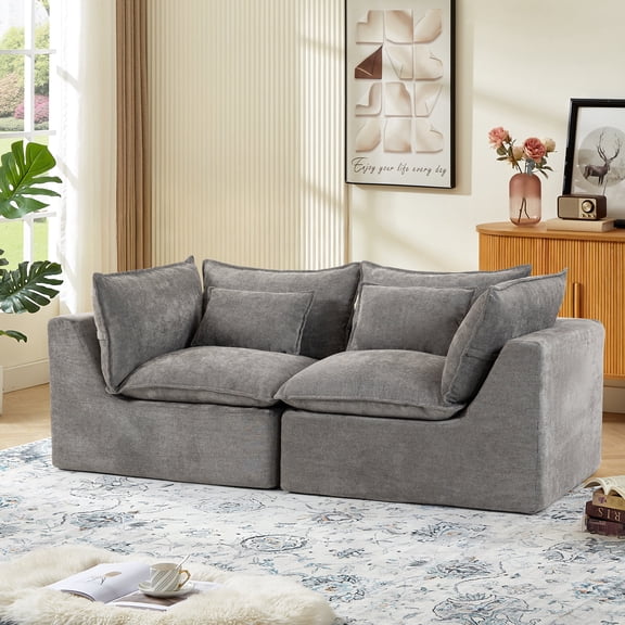 Boneless Loveseat Couch Sectional Cloud Couch Oversized Modular Sectional Sofa Modern Cloud Sofa Couches with Pillow for Living Room Bedroom