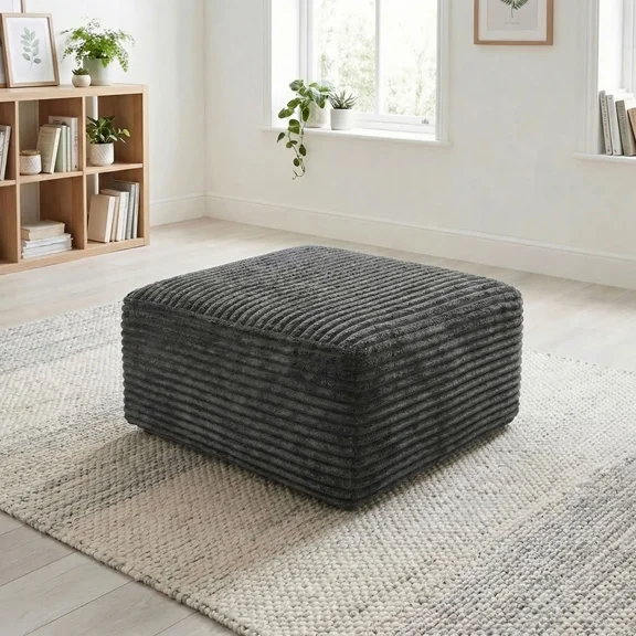 VERDECORE Boneless Cloud Ottoman Pouf, Plush Corduroy Multipurpose Foot Rest Bench for Home