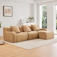thumbnail image 1 of Boneless Sofa,3 Seat High-Quality Teddy Fabric,Anti-Slip Design,No Assembly Curved Armrests Streamlined Design,Assembly Chaise 32D High Density Sponge For Living Rooms Bedrooms,Camel, 1 of 5