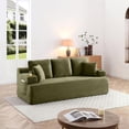 thumbnail image 1 of Boneless Sofa, 3-Seater Floor Couch with Cup Holders and Side Pockets, Corduroy Fabric No Assembly Sofa for Living Room or Dorm, 86.2 Inch, Green, 1 of 11
