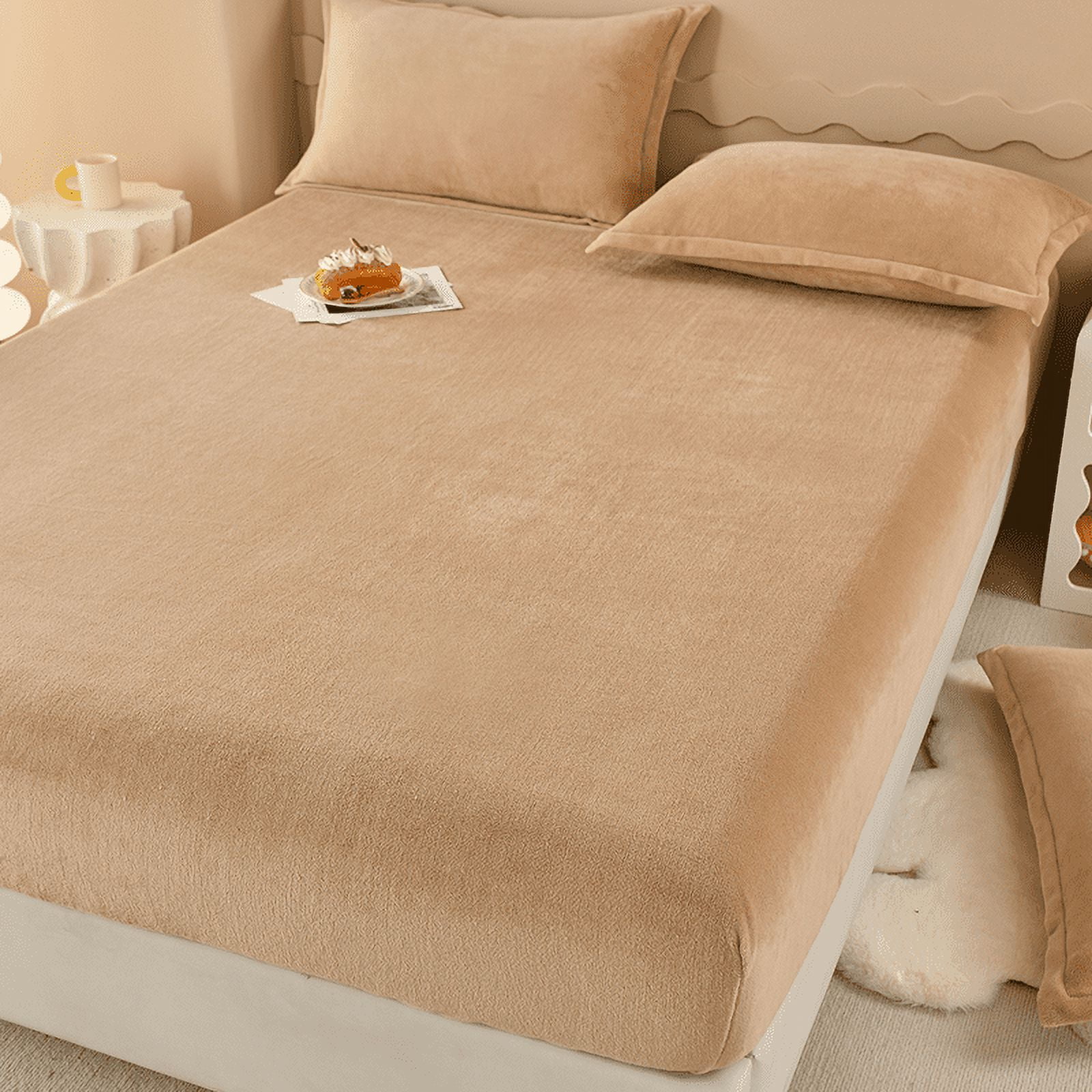 Bonenjoy Velvet Fitted Sheet Warm Mattress Cover Simple Style Bed