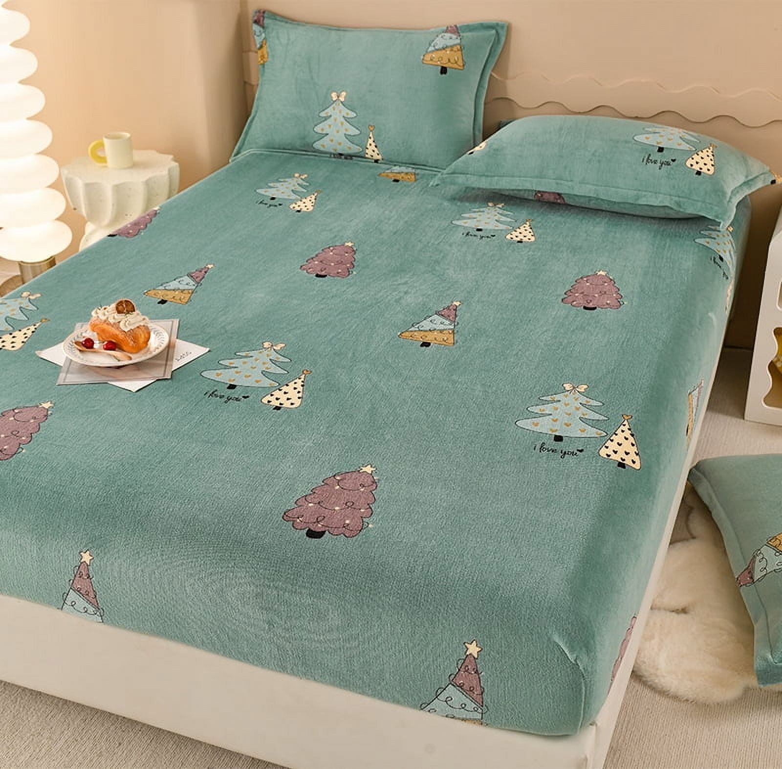 Bonenjoy Velvet Fitted Sheet Warm Mattress Cover Simple Style Bed