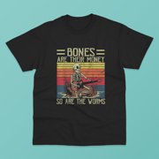 Bones Are Their Money Skeleton Playing Guitar Retro Classic T-Shirt