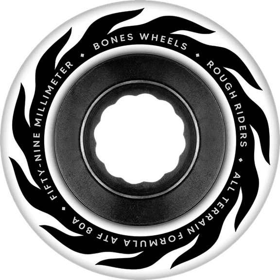 Bones Wheels Atf Rough Rider Eternal Flame Skateboard Wheels 59mm 80a White