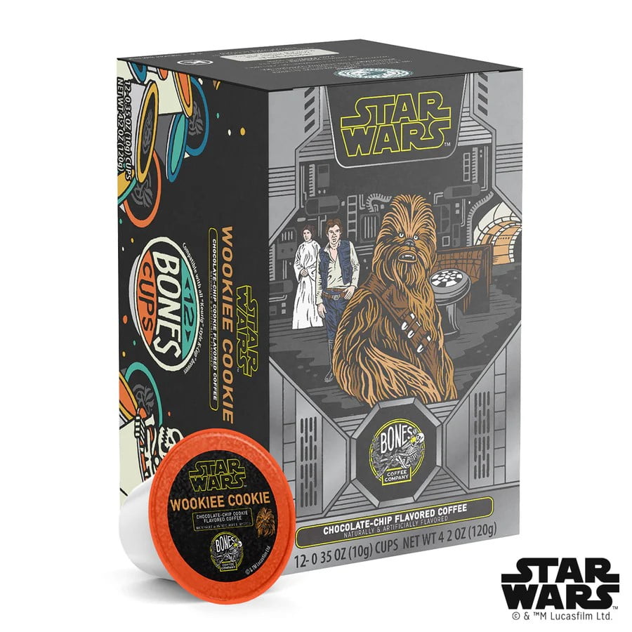 Bones Coffee Company Flavored Coffee Bones Cups Wookiee Cookie Flavored Pods | 12ct Single-Serve Coffee Pods Compatible with Keurig 1.0 \u0026 2.0 Keurig Coffee Maker