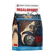 Bones Coffee Company Megalodonut Whole Coffee Beans Boston Cream Donut Flavor | 12 oz Flavored Coffee Gifts Low Acid Medium Roast Gourmet Coffee (Whole Bean)