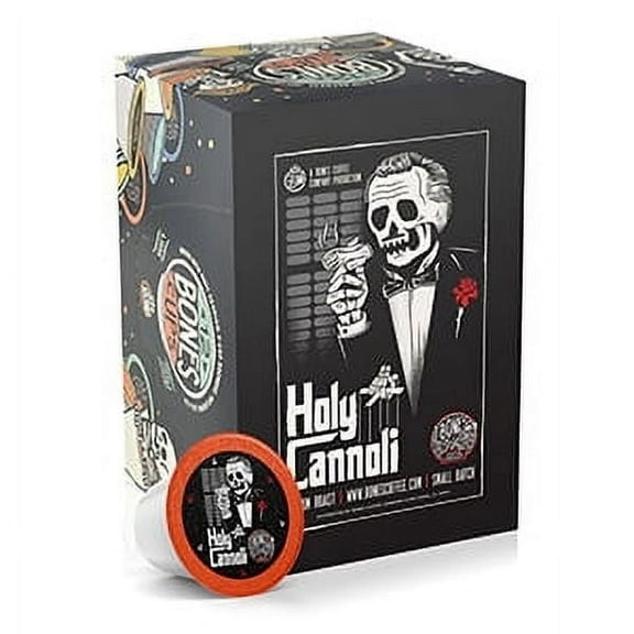 Bones Coffee Medium Roast Bones Cups | 12 ct. Single Serve Holy Cannoli Fresh Baked Cannoli Flavored Coffee Pods