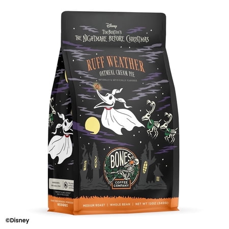 Bones Coffee Medium Roast Ground Coffee | 12 oz Ruff Weather Oatmeal Cream Pie Flavored Coffee