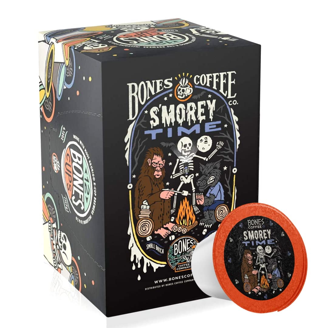 Bones Coffee Medium Roast K cups 12 ct. Single Serve S'morey Time S'mores Flavored Coffee Pods