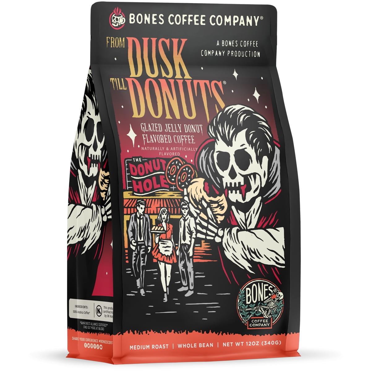 Bones Coffee Medium Roast Whole Bean Coffee 12 oz From Dusk Till