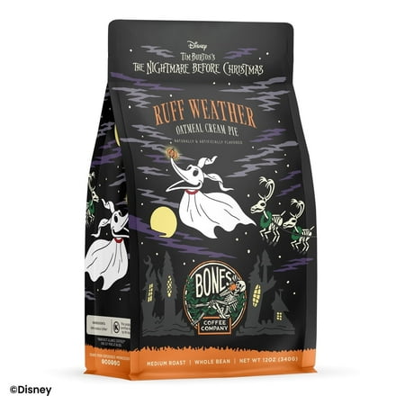 Bones Coffee Medium Roast Whole Bean Coffee | 12 oz Ruff Weather Oatmeal Cream Pie Flavored Coffee