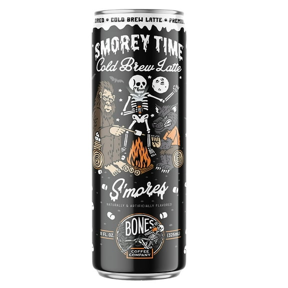 Bones Coffee Ready to Drink Cold Brew Coffee Can, S'morey Time Flavor, 11 fl oz