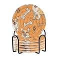 thumbnail image 1 of Bones Dogs 6 Pcs Drink Coasters with Holder Absorbent Coasters Woven Coasters for Drinks Table Desk Protection Home Decor, 1 of 7
