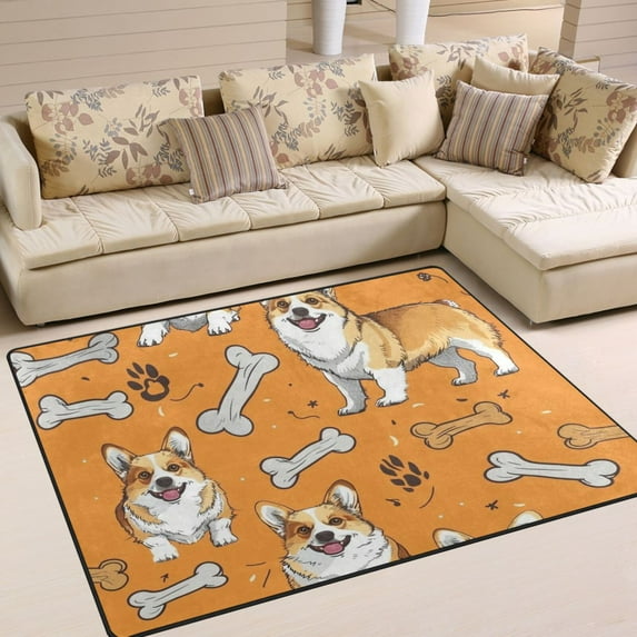 Bones Dogs Area Rug Washable 80 x 58 Floor Carpet Mat Non Slip for Bedroom Living Room Home Decor