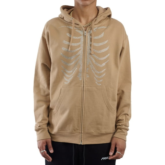 Bones Rhinestone Hoodie - Tan
