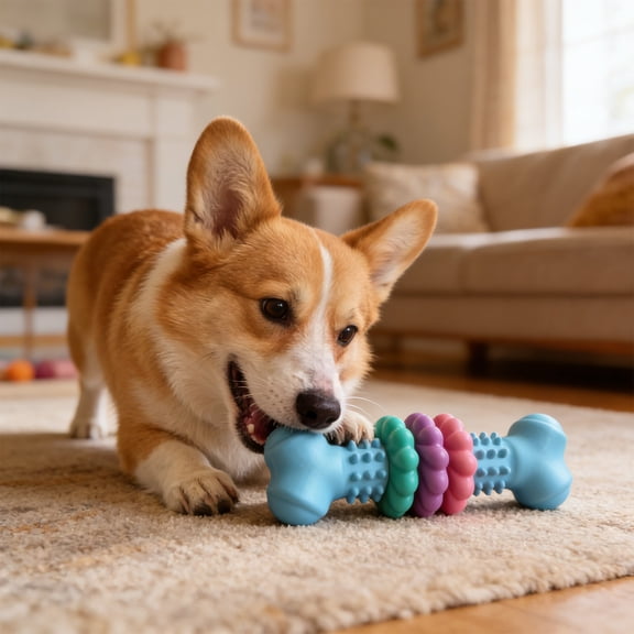 Bones Shaped Chew Toy for Dogs - Realistic Design Encourages Natural Chewing, Textured Surface with Bumps Cleans Teeth & Massages Gums, Reduces Anxiety in Small/Medium/Large Breeds